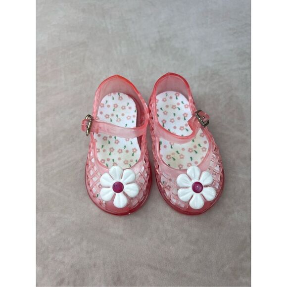 Vintage Pink Floral 90s Y2K Girls Baby Jellies Sandals - Picture 2 of 6